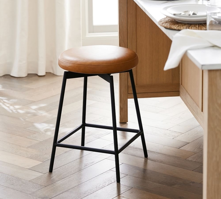 Maison Leather Backless Swivel Bar, Best Swivel Counter Height Stools